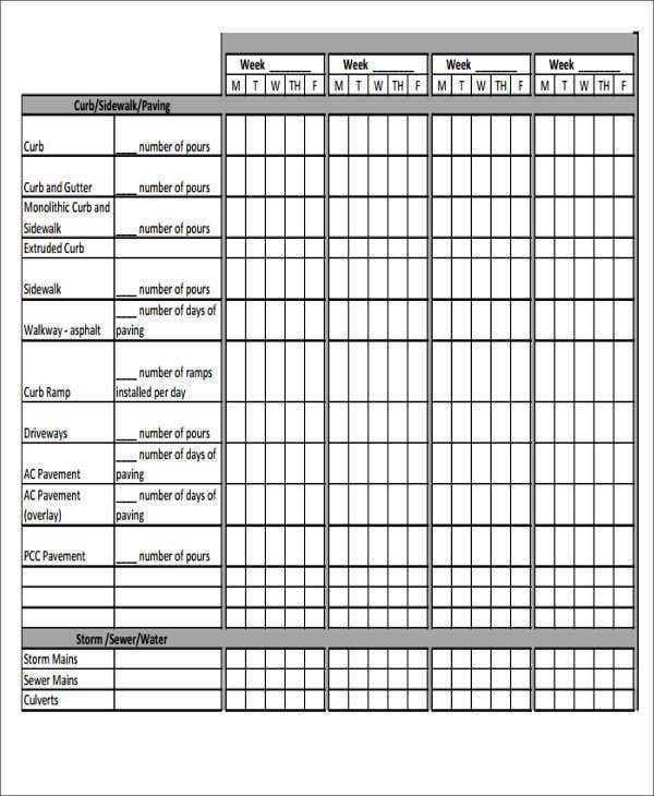 draw schedule template